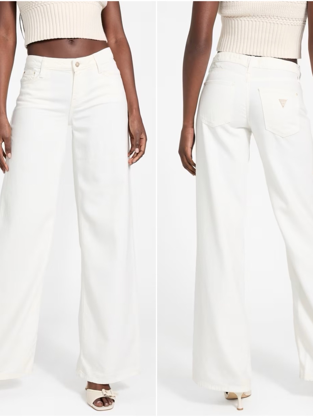 NWT Guess Feather Weight Denim Sexy Palazzo Jeans White